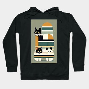 Striped Whisker Whimsy: Abstract Feline Elegance Hoodie